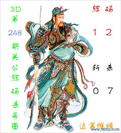 福彩3D第2025248期关公胆码杀号图